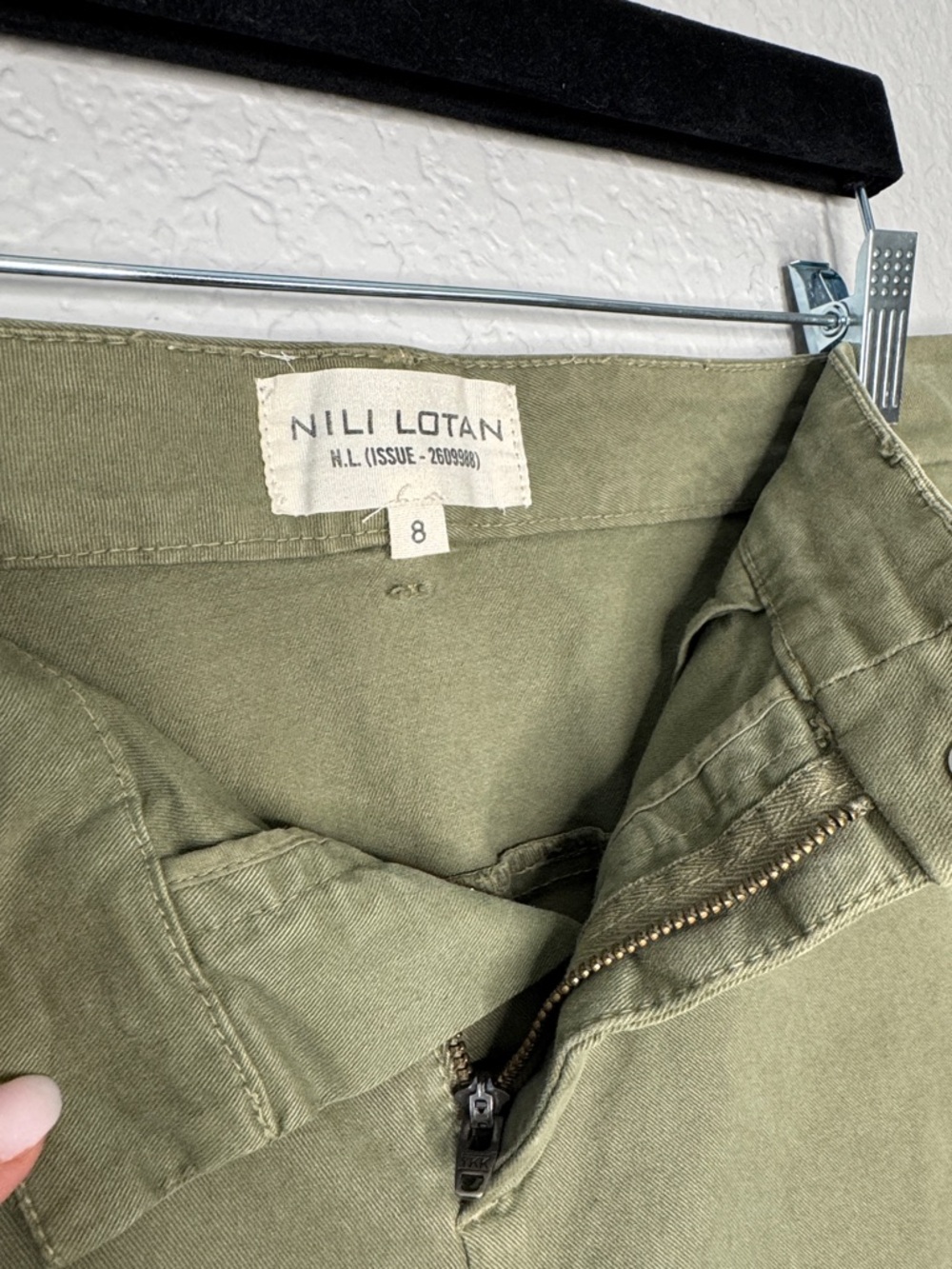 Nili Lotan Tel Aviv Chino Pants Straight Leg Size 8 Green Ankle - Picture 5 of 6